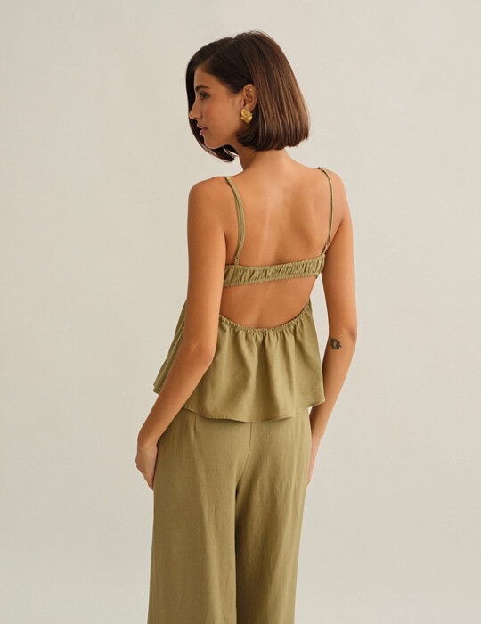 Γυναικεία λινή μπλούζα peplum