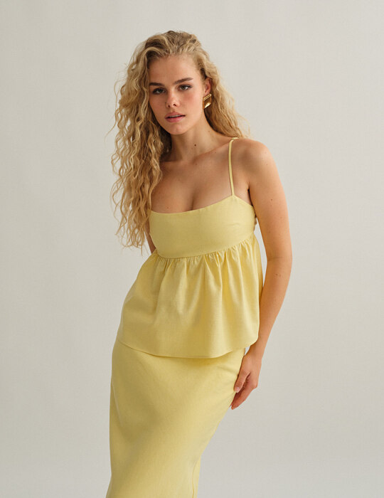 Γυναικεία λινή μπλούζα peplum