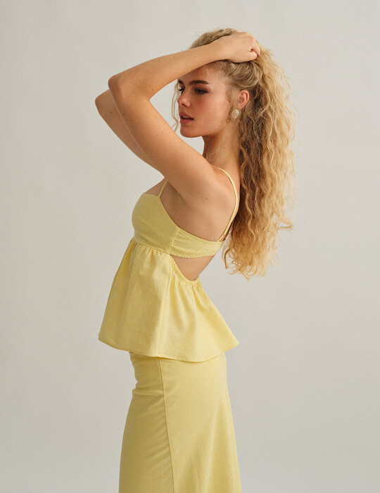 Γυναικεία λινή μπλούζα peplum