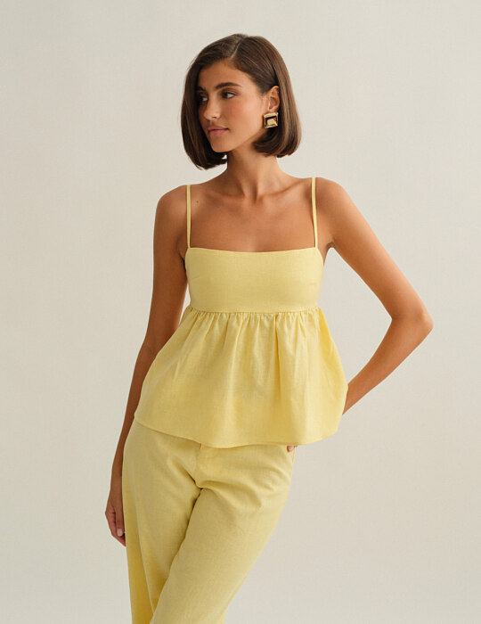 Γυναικεία λινή μπλούζα peplum