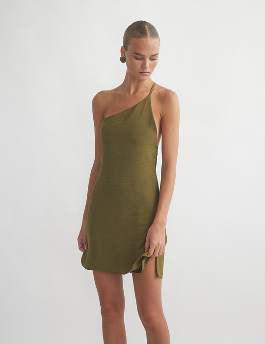 One-shoulder μίνι φόρεμα με ανοιχτή πλάτη
