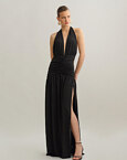 Maxi halter φόρεμα με σούρες