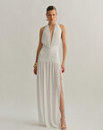 Maxi halter φόρεμα με σούρες