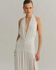 Maxi halter φόρεμα με σούρες