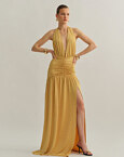 Maxi halter φόρεμα με σούρες