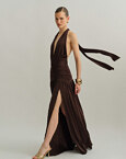 Maxi halter φόρεμα με σούρες