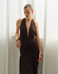 Maxi halter φόρεμα με σούρες