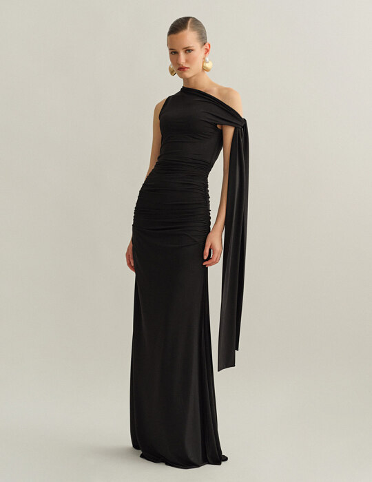 One-shoulder maxi φόρεμα με δέσιμο