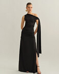 One-shoulder maxi φόρεμα με δέσιμο
