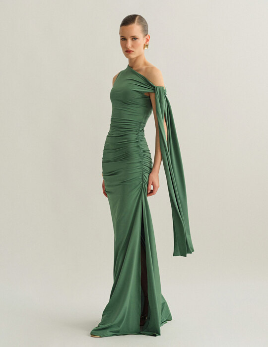 One-shoulder maxi φόρεμα με δέσιμο