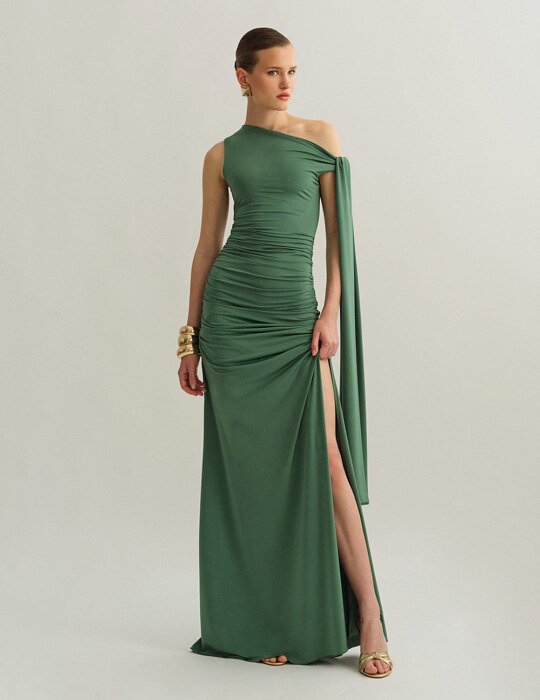 One-shoulder maxi φόρεμα με δέσιμο