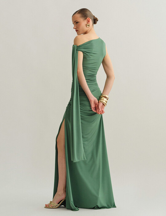 One-shoulder maxi φόρεμα με δέσιμο