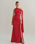 One-shoulder maxi φόρεμα με δέσιμο