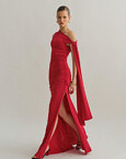 One-shoulder maxi φόρεμα με δέσιμο