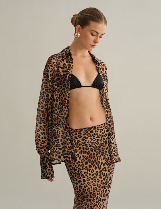 Ημιδιάφανο πουκάμισο animal print