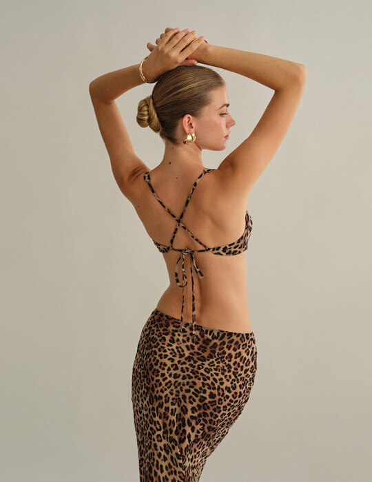 Crop τοπ με δέσιμο animal print
