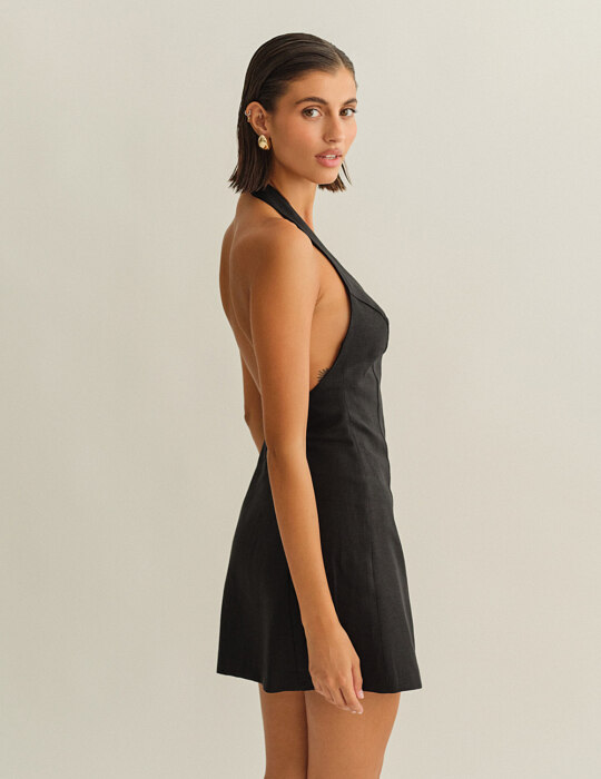Λινό μίνι φόρεμα halter