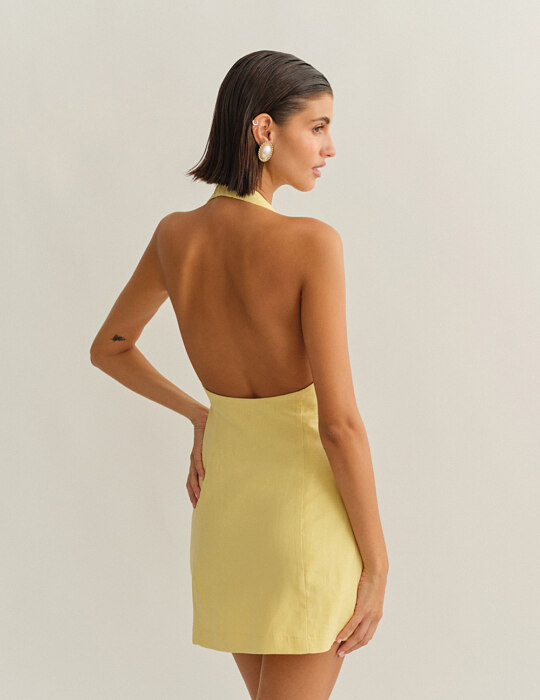 Λινό μίνι φόρεμα halter