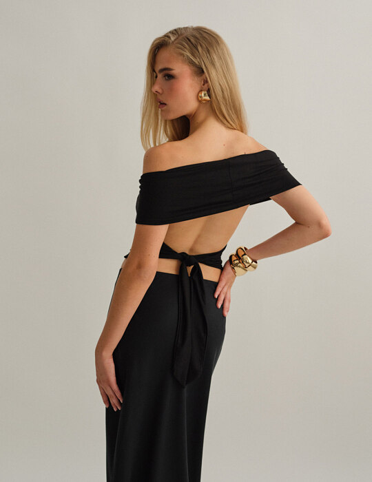 Off-shoulder bamboo τοπ με δέσιμο στην πλάτη