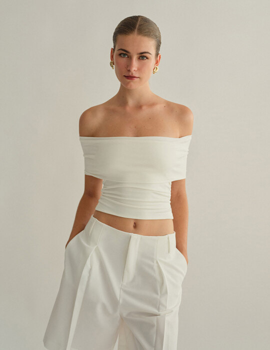 Off-shoulder bamboo τοπ με δέσιμο στην πλάτη