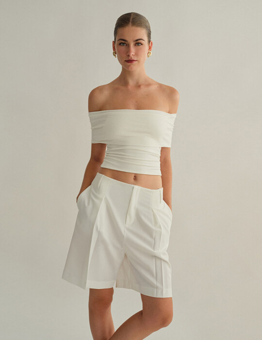 Off-shoulder bamboo τοπ με δέσιμο στην πλάτη