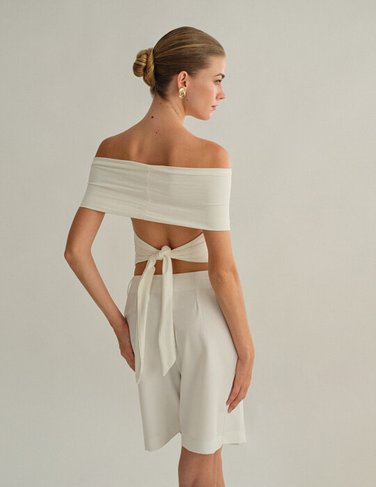 Off-shoulder bamboo τοπ με δέσιμο στην πλάτη