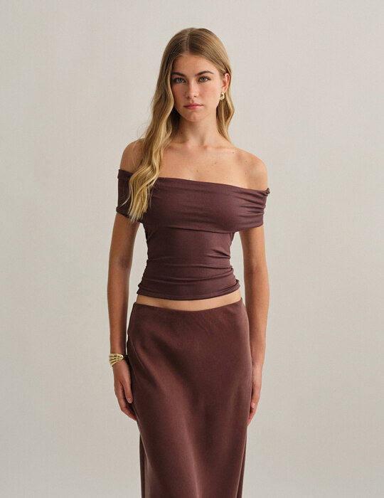 Off-shoulder bamboo τοπ με δέσιμο στην πλάτη