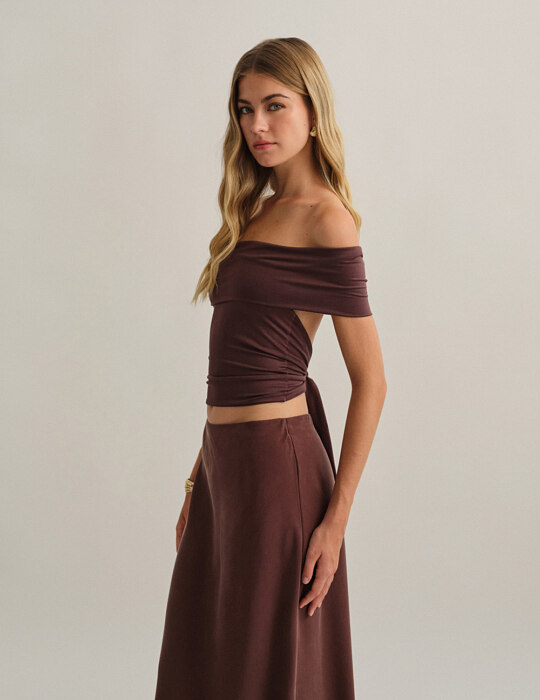 Off-shoulder bamboo τοπ με δέσιμο στην πλάτη