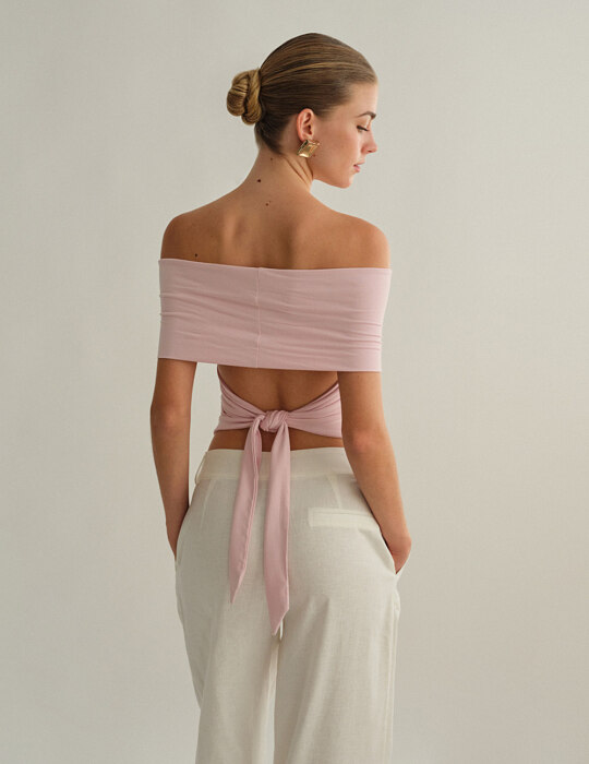 Off-shoulder bamboo τοπ με δέσιμο στην πλάτη