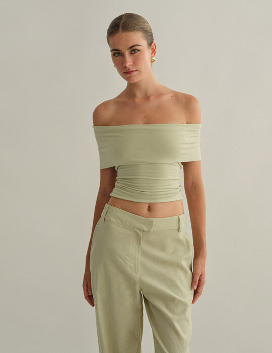 Off-shoulder bamboo τοπ με δέσιμο στην πλάτη