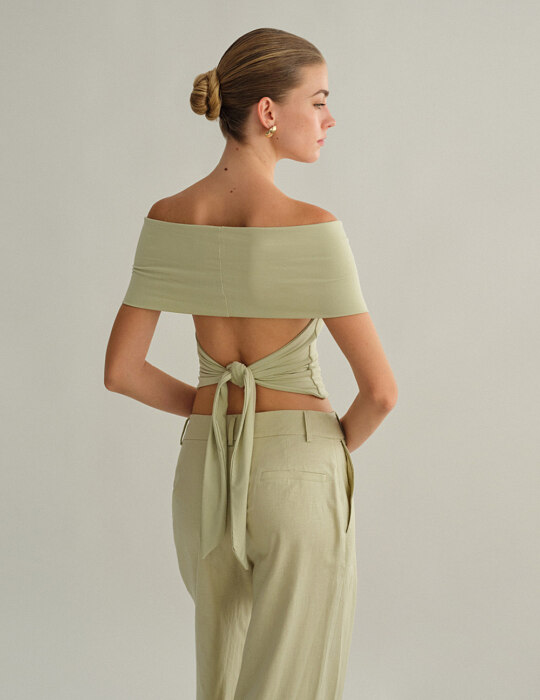 Off-shoulder bamboo τοπ με δέσιμο στην πλάτη