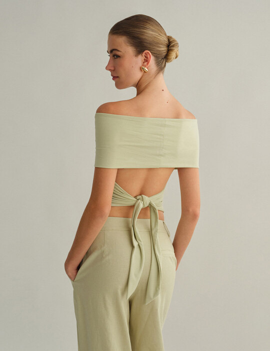 Off-shoulder bamboo τοπ με δέσιμο στην πλάτη