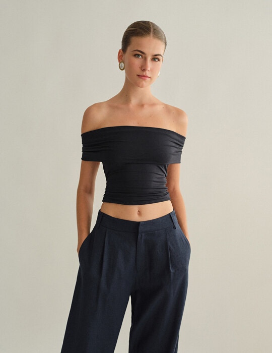 Off-shoulder bamboo τοπ με δέσιμο στην πλάτη