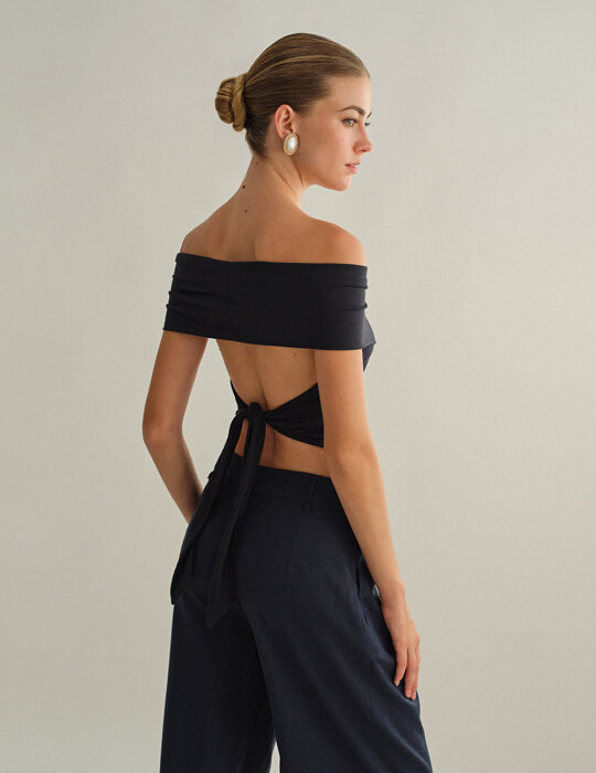 Off-shoulder bamboo τοπ με δέσιμο στην πλάτη