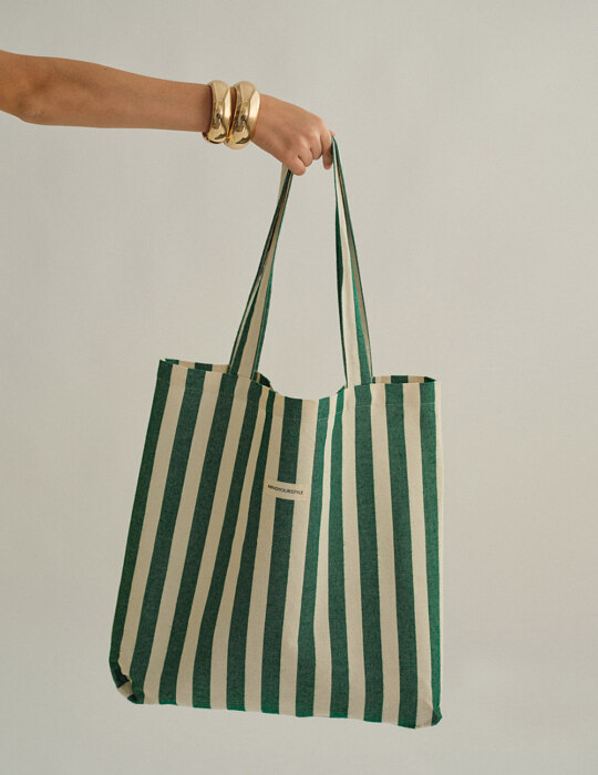 Ριγέ tote bag από καραβόπανο