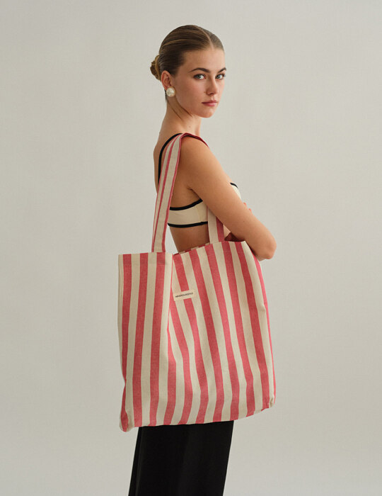 Ριγέ tote bag από καραβόπανο