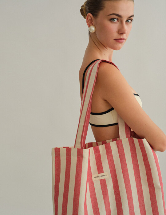 Ριγέ tote bag από καραβόπανο