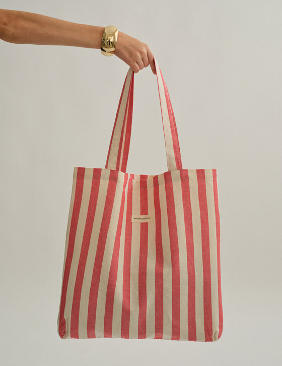 Ριγέ tote bag από καραβόπανο