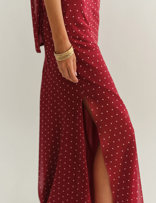 Polka dots maxi halter φόρεμα