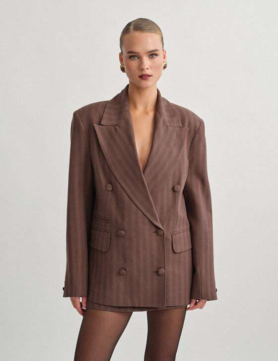 Σταυρωτό ριγέ oversized μπλέιζερ